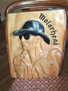 Beautiful Large Handcrafted Woodcarving Ian Lemmy Kilmister, Motorhead