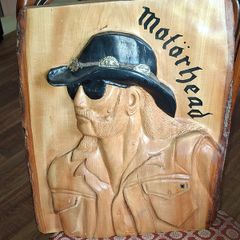 Beautiful Large Handcrafted Woodcarving Ian Lemmy Kilmister, Motorhead