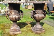 Large Urns Aged Bronze Pair H417