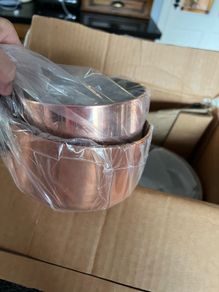 Set of Bourgeat copper saucepans