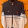 ELLESSE zipped sweater. Navy, white & blue. Size medium.  In very good lightly used condition. Weighty 50% cotton Image 4