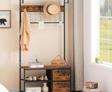 Coat Rack Shoe Rack with Coat Rack with Bench Entrance Furniture with Hooks