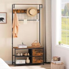 Coat Rack Shoe Rack with Coat Rack with Bench Entrance Furniture with Hooks