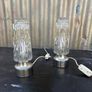 Retro Vintage mid-century 1960s Set of 2 Rocky Ice Glass Dome Table Lamps, Chrome Base, German Mid-Century Image 4