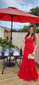 ROYAL QUEEN USA Collection Red Debutante Dress Sz 6 (Fit 8 UK) - Rrp 280 (New)