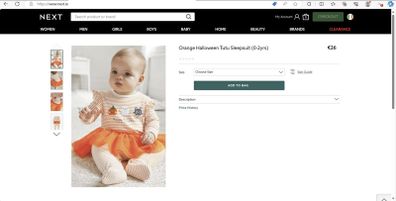 NEXT Sleepsuit Babygro Tutu Halloween Pumpkin Ghost Black Cat NEW