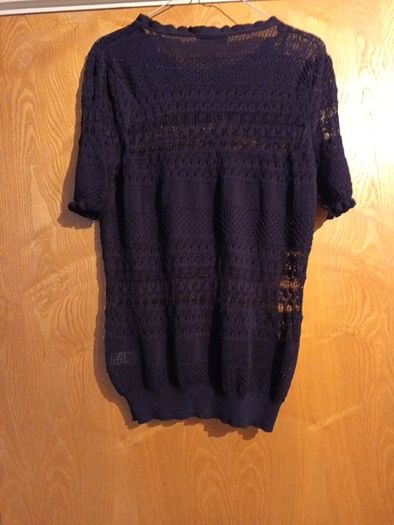 Gallery  Navy Pointelle Short Sleeved  jumper. S M-12/14.   B.N.W.T.