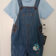 NEW Baby Boy Short Dungaree Set Age 6-9 months