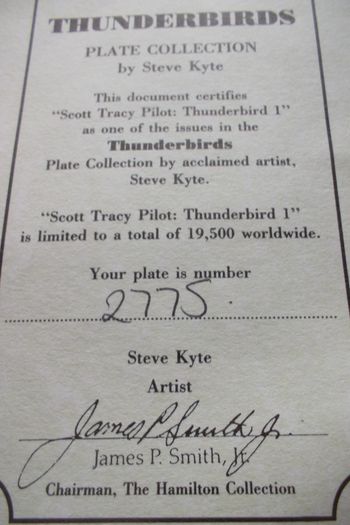 Collectable Thunderbirds Plate - Scott Tracy Pilot