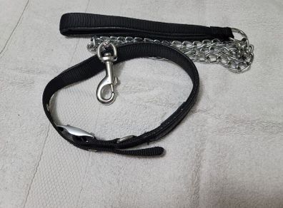 Dog Collar and Leash Black Great Condition