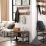 Shoe Bench with Coat Rack Hanger, Hall Tree, Entryway Shoe Rack with 9 Hooks and Shelf, Coat Stand, Sturdy and Easy Assembly, Hallway Coat Hat Bag Hanging Organizer, Rustic Brown Image 3