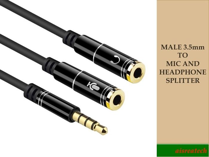 Male 3.5mm To Headphone And Mic Splitter