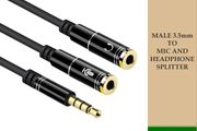Male 3.5mm To Headphone And Mic Splitter