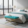 Aqua Velvet X-Frame Bench 100x40cm  Gold Metal Image 3