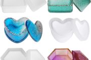 Box Resin Moulds,Outivity Jewelry Box Molds with Hexagon Epoxy Resin Moulds Heart Shape Silicone Resin Mold and Square Storage Box Mould for Making Resin Casting Crafts Decoration (FREE POSTAGE)