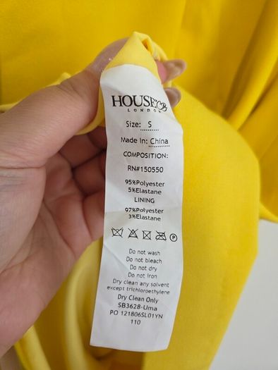 House of CB Yellow Uma Strapless Mini Dress Size S