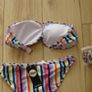 ladies Boo-hoo mix n match striped multi-coloured bikini with bandeau style top 10- 12...read description! Image 2