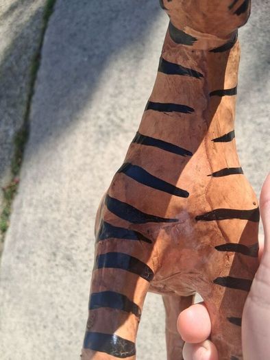 Mid Century Leather 11 Inch Zebra and Foal (Handpainted )