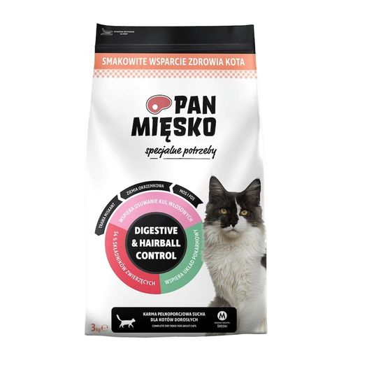 Mr Meaty Dry Cat Food - Special Needs: Digestive & Hairball Control Turkey with Salmon Adult Cats - Medium Kibble 3kg
