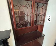 Vintage Wooden Display Cabinet with Glass Doors