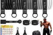 FREE EXPRESS SHIPPING Resistance Bands Set, 150lb 200lbs 250lbs Exercise Resistance Bands with Handles, 5 Tube Fitness Bands with Door Anchor, Handles, Portable Bag, Legs Ankle Straps for Muscle Training