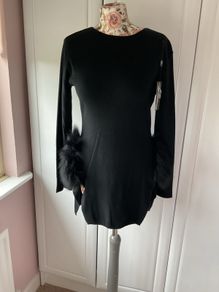 jumper Bnwt black occasion piece jumper with fur panels large /xl