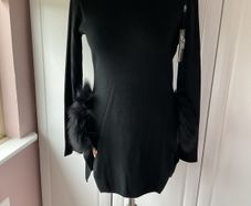 jumper Bnwt black occasion piece jumper with fur panels large /xl