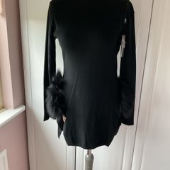 jumper Bnwt black occasion piece jumper with fur panels large /xl