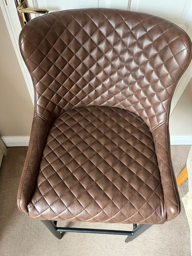 Brown Leather Bar x5 chairs 27 inch Seat Height