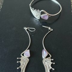 Sterling earrings and bangle set