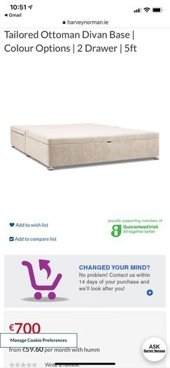 King size bed and mattress Harvey Norman