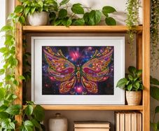 Handmade Butterfly Diamond Art Framed Wall Art Galaxy Crystal Gem Picture