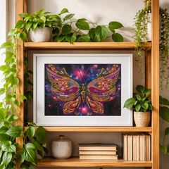 Handmade Butterfly Diamond Art Framed Wall Art Galaxy Crystal Gem Picture