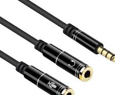 Universal Dual Female Splitter 3.5mm Male to 2 Dual Female Y Splitter Adapter for Computer Black