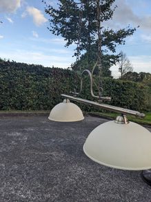 Pool table brass ceiling lights