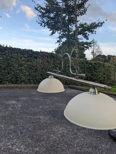 Pool table brass ceiling lights