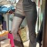 Flared Leather-effect Pants Coated Flared Trousers -EU 36 10R Image 5
