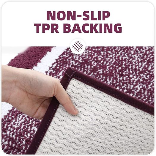 40 x 60cm Microfiber Soft Bath Mat, Non-slip Bathroom Mat Machine-washable, Shower Water Absorbent Bath Rug Durable Floor Mats (Purple)