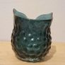 Vintage Hand Blown Glass Owl Shaped Vase. Murano Style, Dark Blue Colour. Image 3