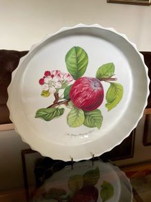 Large Portmeirion Pomona Hoary Morning Apple 10 in 27cm Cottagecore Oven Tart Quiche 1980s