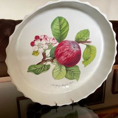 Large Portmeirion Pomona Hoary Morning Apple 10 in 27cm Cottagecore Oven Tart Quiche 1980s
