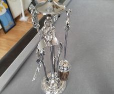 Vintage Chrome & Brass Fireplace Companion Set hell Motif (5 Piece)