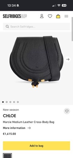 Authentic Chloe Marcie black lambskin leather bag