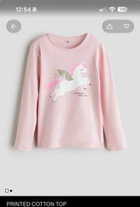 H&M unicorn / pegasus printed cotton top size 2-4