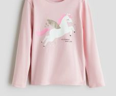 H&M unicorn / pegasus printed cotton top size 2-4
