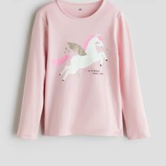 H&M unicorn / pegasus printed cotton top size 2-4