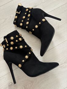 Brand New Black Suede Ankle Boots Size 6