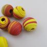 Vintage African Style yellow Red Glass Lot of 7 Image 2