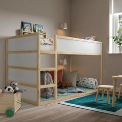 ikea kura kids bed with led lights, storage at end and mattresses