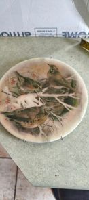 Marble Teapot Stand Trivet / or wall hanging Bird Redwing And Fieldfare Vintage Retro Pan Stand Wall Decor Kitchenalia